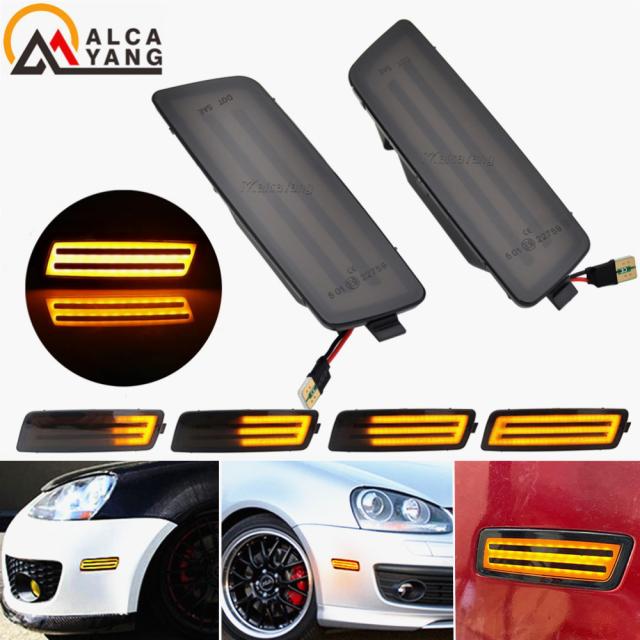 2X ダイナミック LED フロントフェンダー サイドマーカー ライト ウィンカー ランプ フォルクスワーゲン MK6 R32 ジェッタ GTI MK5 ゴルフの通販は