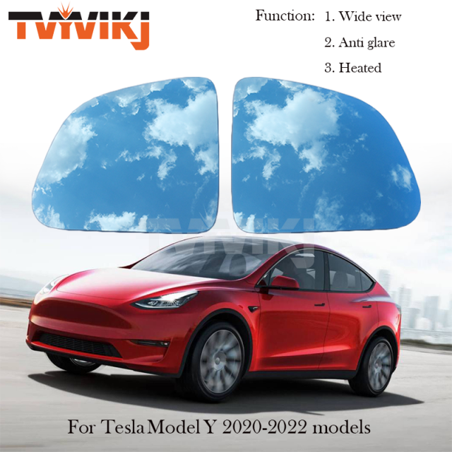 1ペア800RサイドバックミラーブルーグラスレンズテスラモデルY 2019 2020 2021広角ビュー防眩ドアミラーMODELYの通販は 5,438円