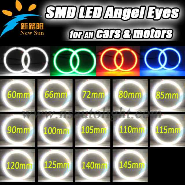 自動ハロ リング 3014 SMD ヘッドライト 60 65 72 75 80 85 90 95 120 140 MM 車エンジェルアイパーキングライト キット主導の通販は