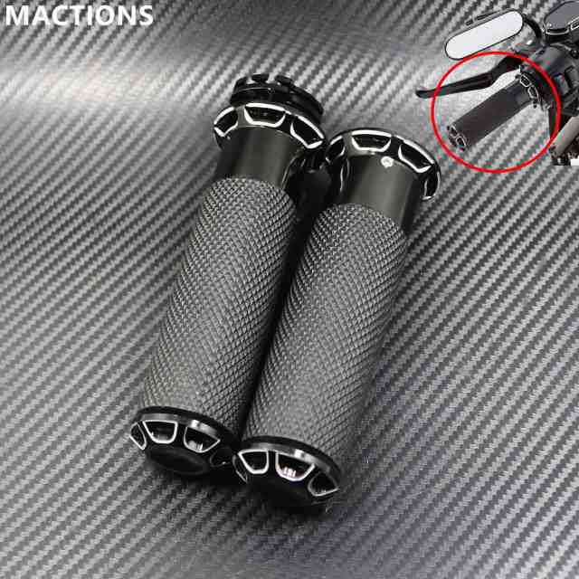 バイクハンドルブラック CNC 1インチ 25MM ハンドルバー ハンドグリップ ハーレー スポーツスター ツーリング ダイナ ソフテイル カスタムロ