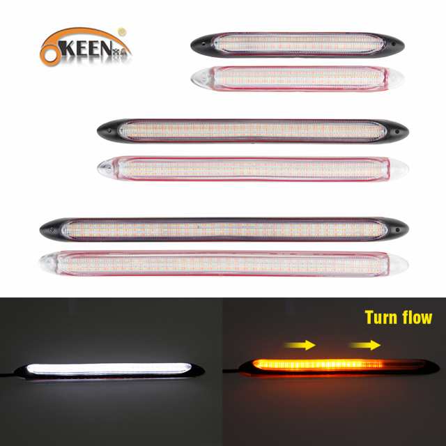 汎用 DRL スキャン白色光 LED デイタイムランニングライトシーケンシャルフロー黄色ウィンカーデイライト防水ヘッドライト