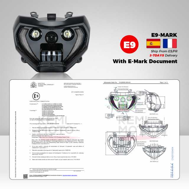 MT07 ヘッドライト ライト ヘッドライト ヤマハ MT-07 2018 2019 2020 E-MARK LED アセンブリ防水