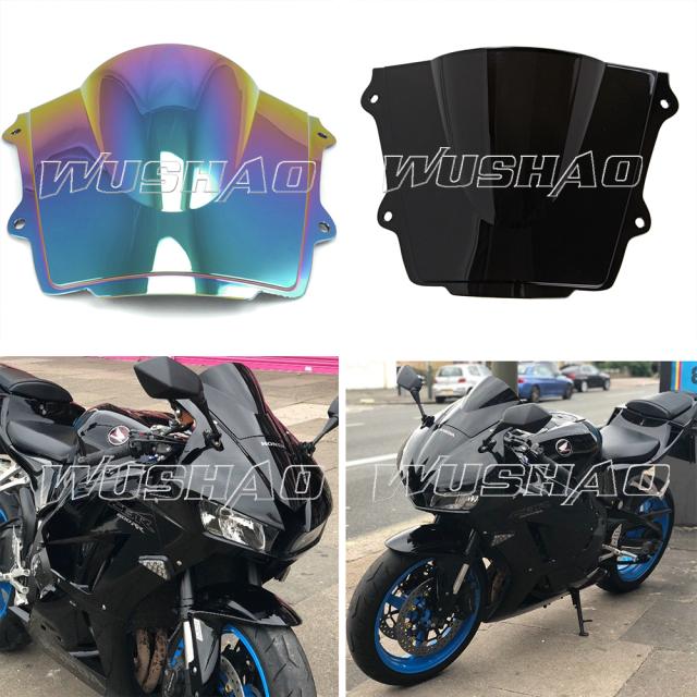 オートバイ ダブルバブル フロントガラス スクリーン 2013-16 - 2020 ホンダ CBR600RR F5 ブラックイリジウム カスタムパーツ アクセサリー