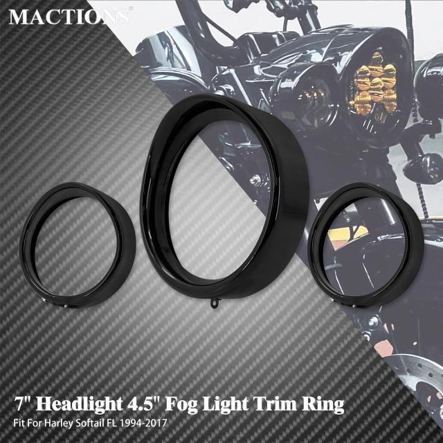 7インチ オートバイ ヘッドライト トリムバイザーリング 4.5インチ フォグランプ リングベゼルカバー ハーレー ソフテイル ファットボーイ
