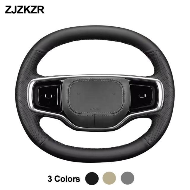 手縫い 車ステアリング ホイール カバー リンカーンナビゲーター 2023 2024 ベージュダークグレーブラックマイクロファイバーレザー カスタの通販は 6,691円