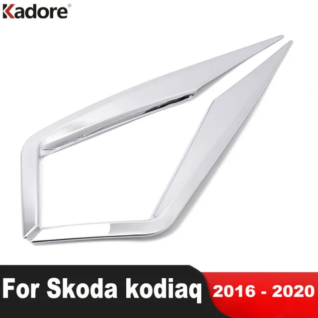 シュコダ KODIAQ 2016-20 クロームフロントフォグライト ランプ アイブロウカバー トリム フォグライト トリム アクセサリー カスタムパーの通販は