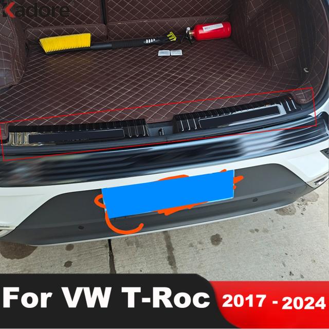 フォルクスワーゲン VW T-ROC TROC 2017-2023 2024 リアトランクバンパー カバー トリム テールゲートドアシルプレートガード アクセサリー
