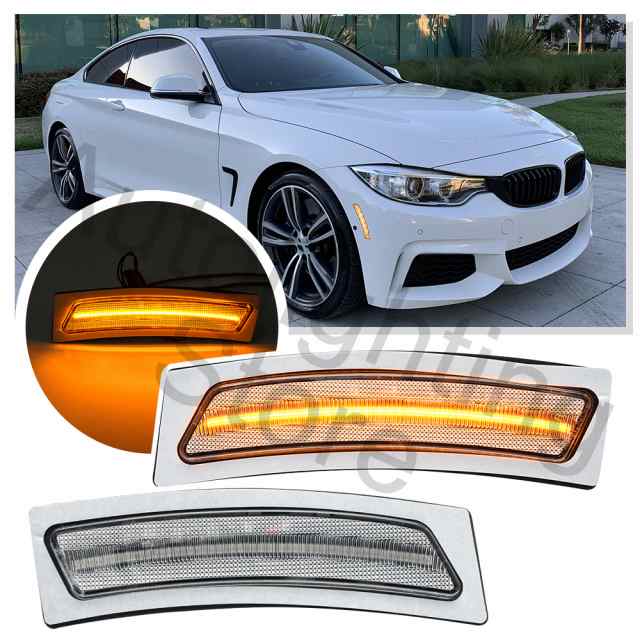 2X LED サイドマーカー反射器ライト BMW 3 シリーズ F30 F31 LCI 2016-2019 F32 F33 F36 2014-2020 フロント バンパーウィンカー バイク