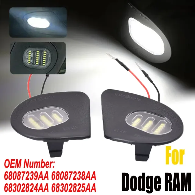 2個 CANBUS 車 LED サイドミラー ライト ダッジ RAM 1500 2500 3500 4500 5500 アクセサリー自動パドルランプ 下ホワイト 12V カスタムパーの通販は