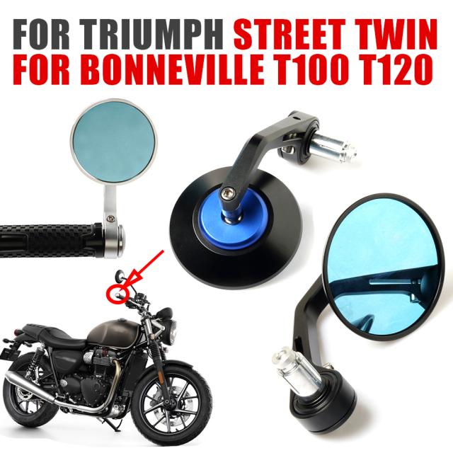 トライアンフ ボンネビル T100 T120 ストリートツイン バックミラー サイドミラー ブルーHD アンチグレア バイク カスタム パーツ アクセサの通販は