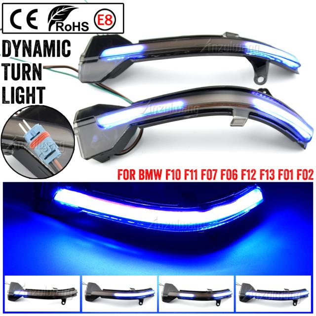 2個LEDダイナミックウィンカーアイテムライト BMW 5シリーズF10 F11 F07フェイスリフト2014 2015 2016と交換