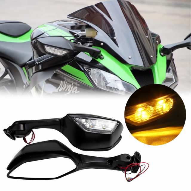 バイク バックミラー サイドミラー LED ウインカーライト カワサキ ニンジャ ZX-10R ZX10R ZX 10R 2011 2012 2013-2015 カスタムパーツ アクの通販はその他カー用品