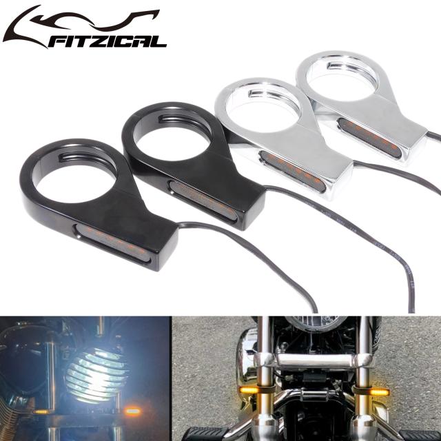 バイク アンバー LED ランプ 41MM フォークチューブウィンカー ライト フラッシャーウィンカー ランプ ハーレー ツーリング ダイナ スポーツ