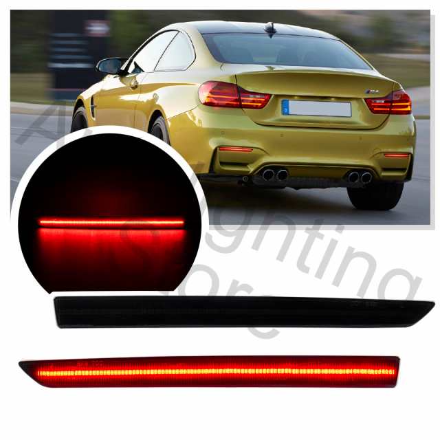 2PCS LED リアバンパー反射ランプ ブレーキテールストップブレーキ ライト BMW M3 F80 M4 F82 F83 2014-2019 赤灯スモーク/赤 バイク カ