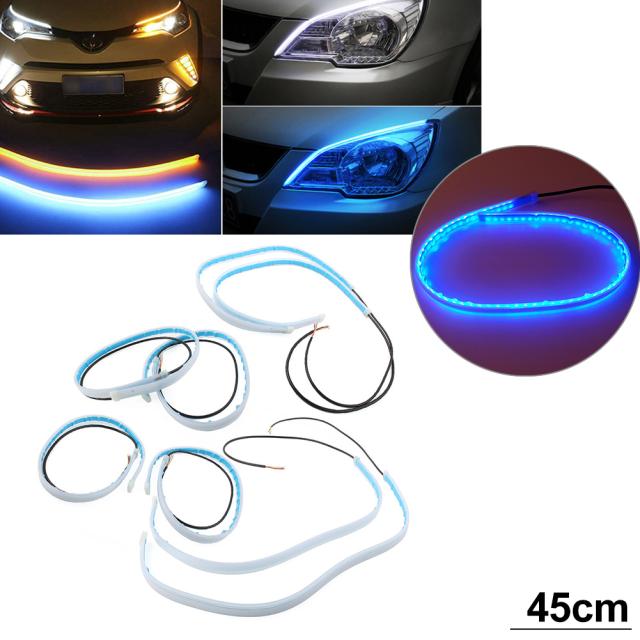 2個 45CM シーケンシャル DRL LED ストリップウィンカーライト 明黄色 柔軟な LED デイタイム ランニングライト 車 SUV トラック ボート カの通販は