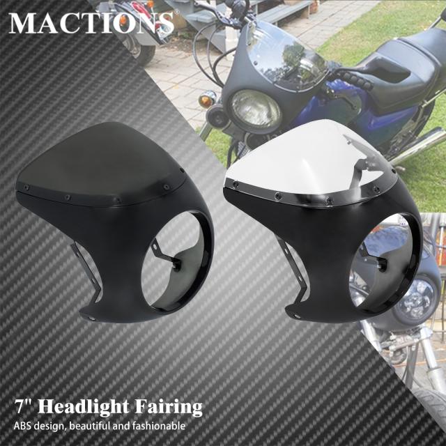 バイク 汎用 7インチ HEADLIGHT ハンドルバーフェアリング風防 WINDSCREEN ハーレー スポーツスター XL883 ツーリング カフェ レーサー バイの通販は