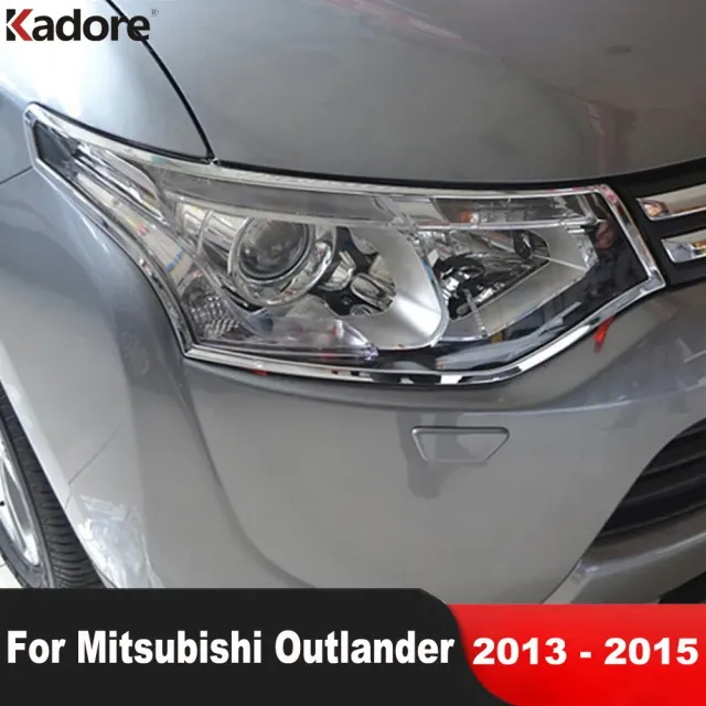 フロントヘッドライト カバー トリム 三菱 アウトランダー 2013 2014 2015 クロームヘッドライト フレームトリム 外装アクセサリー カスタ
