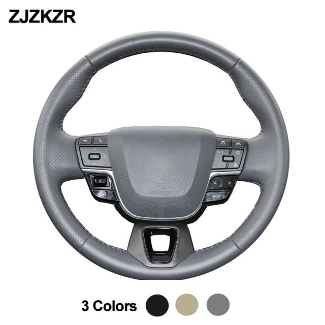 手縫い 編組ステアリング ホイール カバー トヨタ アルファード IV 2023 2024 2025 ベージュダークグレーマイクロファイバーレザー カスタの通販は