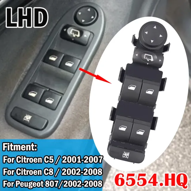 プジョー 807 シトロエン C8 2002-2008 C5 2001-2007 ドライバー左パワーウィンドウ ミラー コントロール スイッチ リフターレギュレーターの通販は