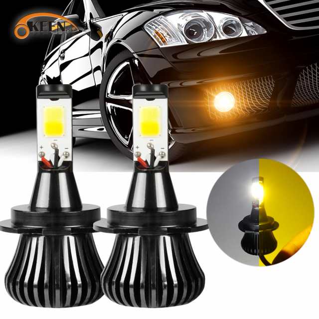 2個 LED H8 フォグヘッドライト 電球 6000K ホワイト/イエロー 10000LM 超高輝度車デイランニングドライビングランプオートアクセサリー 12