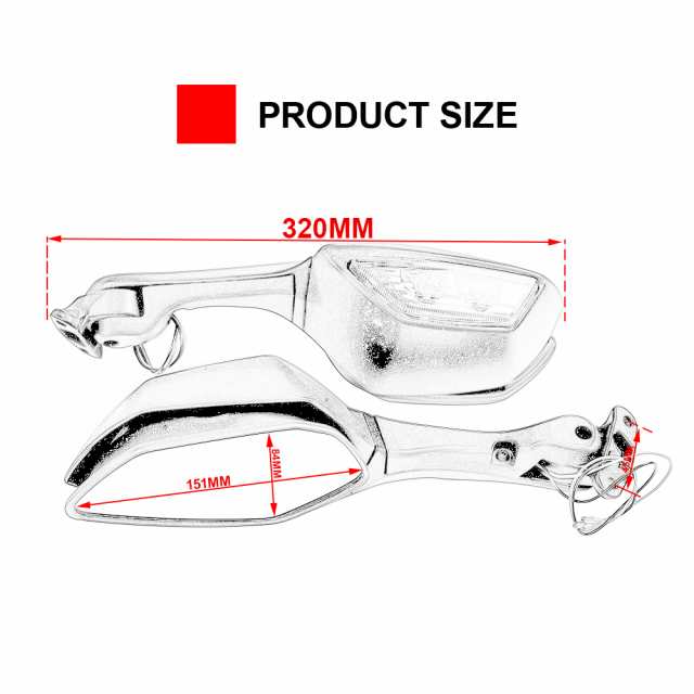 バイク バックミラー サイドミラー LED ウインカーライト カワサキ ニンジャ ZX-10R ZX10R ZX 10R 2011 2012 2013-2015 カスタムパーツ アクの通販は