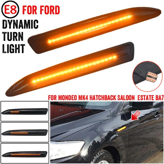 1ペア ダイナミック LED ウィンカー サイドマーカー ライト ランプ フォード モンデオ MK4 ハッチバックサルーンエステート BA7 2007-2015の通販は 6,180円