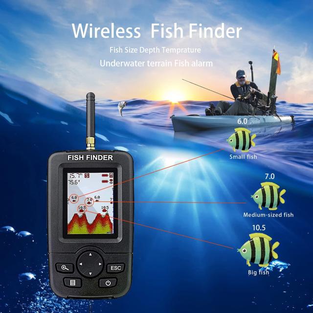 ワイヤレスソナーフィッシングアラート,魚群探知機,エコーサウンダー,ポータブル検出器,水中_2
