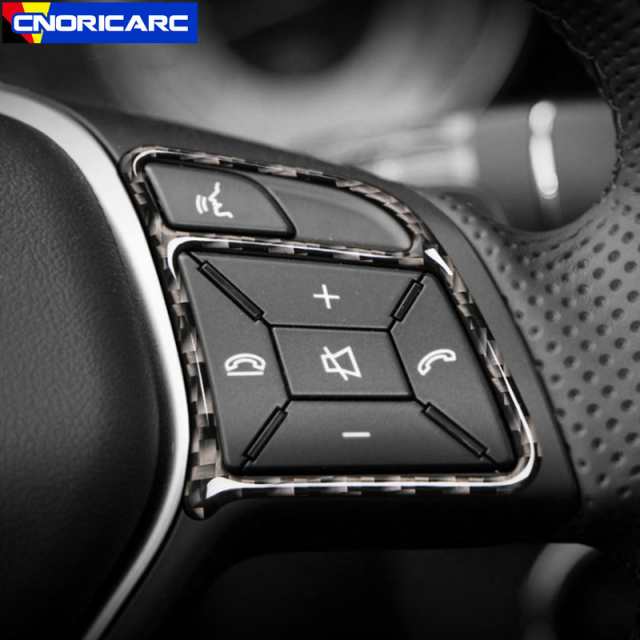 カーボン車 ステアリングホイール ボタンフレーム装飾ステッカートリムメルセデスベンツ A B C E GクラスCLA ML GL CLS SL GLK カスタムパーの通販は
