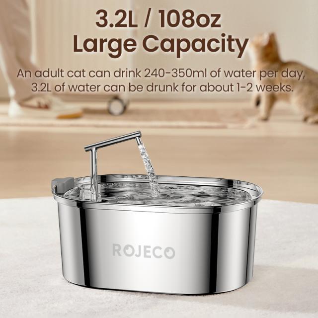 Rojecto-ステンレス鋼の猫と犬の噴水,自動猫の酒飲み,ペットの水ディスペンサーアクセサリー_1