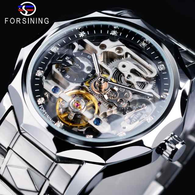 FORSINING-メンズスケルトン腕時計オリジナルデザインステンレス