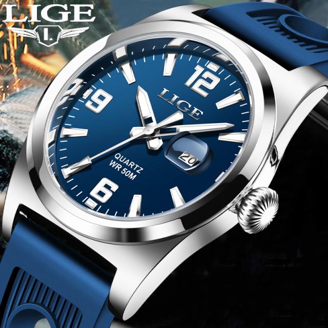 Lige-男性用防水シリコンダイバーウォッチ,クォーツ,クロノグラフ,スポーツ,ビジネス,トップブランド,ラグジュアリーファッションの通販は 5,277円