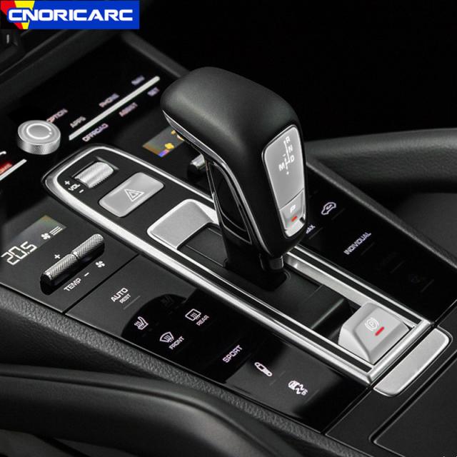 ポルシェ カイエン 2018-2021 電子ハンド ブレーキ ギア シフト ボタン トリム カバー ステッカー インテリア デカール カスタムパーツ アクの通販は