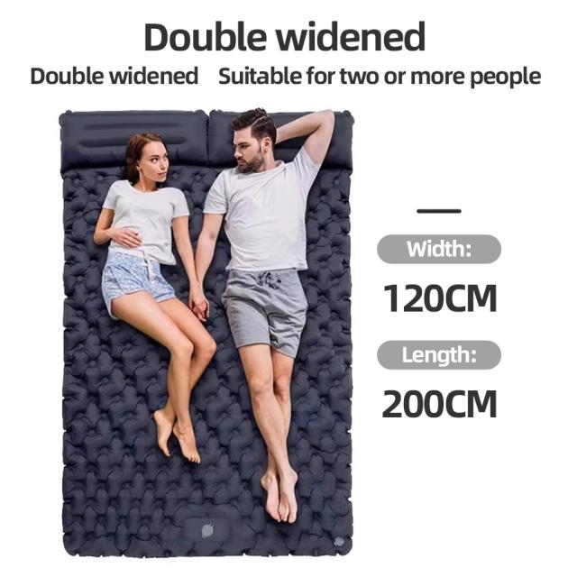ダブルインフレータブルスリーピングパッド、エクストラワイドマットレス、超軽量折りたたみベッド、アウトドアキャンプエアマット_3
