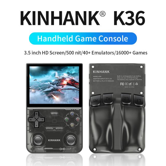 Kinhank-レトロハンドヘルドビデオゲームコンソール,16000ゲームのオープンソースコンソール,ps1,psp,dc,n64,ss,500nit, 3.5インチips画面用エミュレーター,k36の通販は
