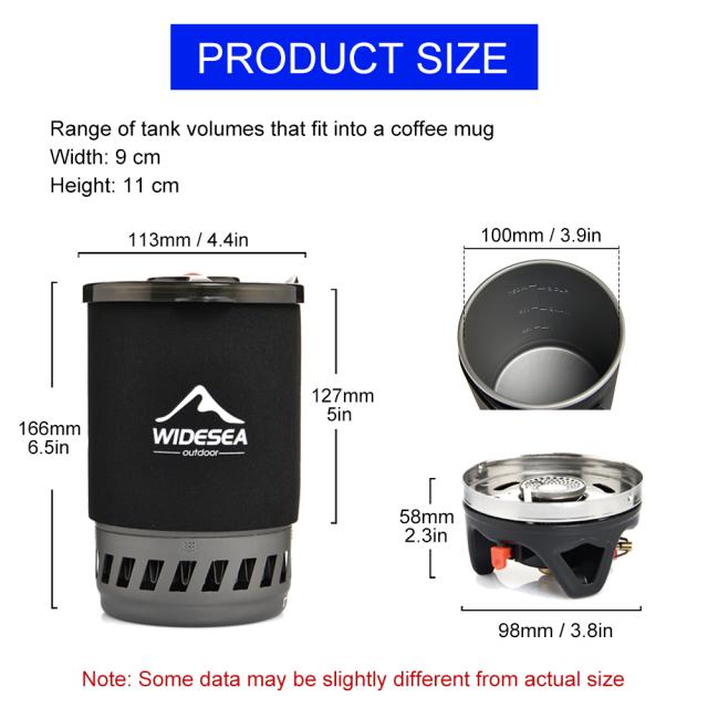 WIDESEAバーナー・0.8ℓポット一体式　調理&コーヒーポットサーバーセット Widesea キャンプ調理システム 熱交換器付き 屋外ガスストーブ