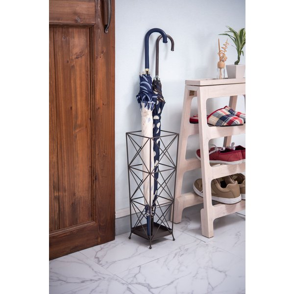 【8個セット】 東谷 傘立て W15×D15×H45 ブラウン/アイボリー スチール(粉体塗装) AKB-406の通販は