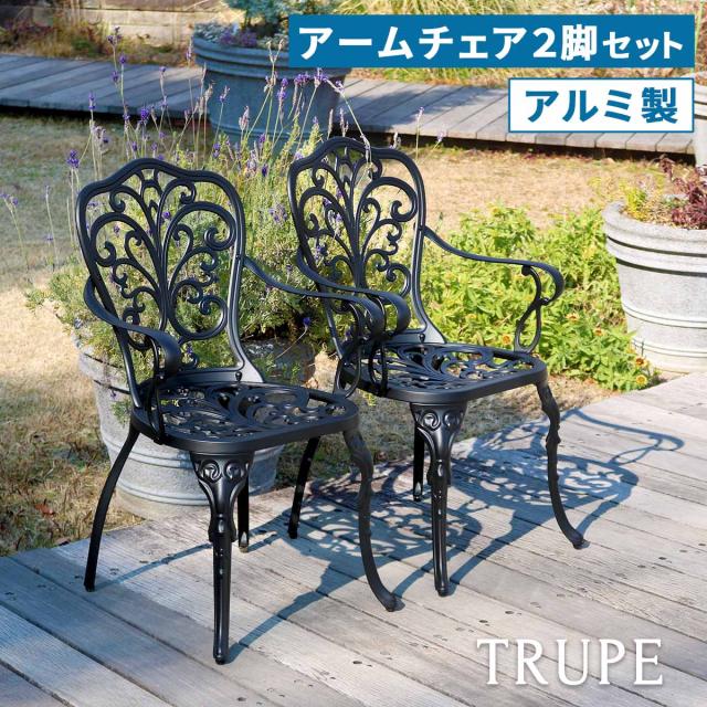 住まいスタイル アルミ製アームチェア 2脚セット 「トルペ」 BKS-C5289-2P パティオ チェア 軽量 アルミ ガーデン ファニチャー 肘掛け付き 椅子 1人掛け ガーデンチェア 屋外 庭 ベランダ おしゃれ