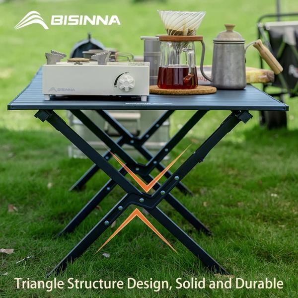 bisinna-ポータブル折りたたみ式屋外ロールテーブル ピクニック ハイキング 旅行 バーベキュー用の炭素鋼デスク キャリーバッグ付き bisinna-ポータブル折りたたみ式屋外ロールテーブル ピクニック