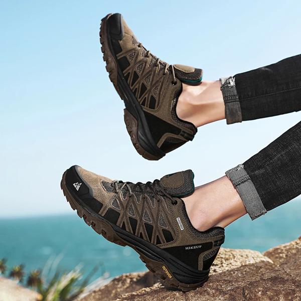 HIKEUP 新着メンズハイキングシューズ通気性レースアップトレッキング男性クッション屋外登山観光スニーカー男性のための HIKEUP 新着メンズハイキングシューズ通気性レースアップトレッキング