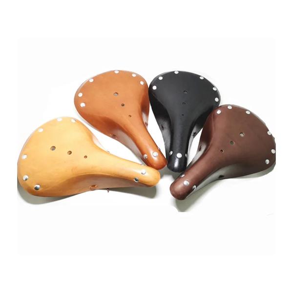 女性のためのクラシックなバイクシート 快適なアウトドアバイクのための純粋な牛革のサドル ヴィンテージスタイル スプリング付き
