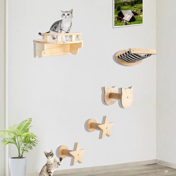 猫の壁掛けセット,階段,ムーンハンモック,無垢材ペダル,プレイハウス_1