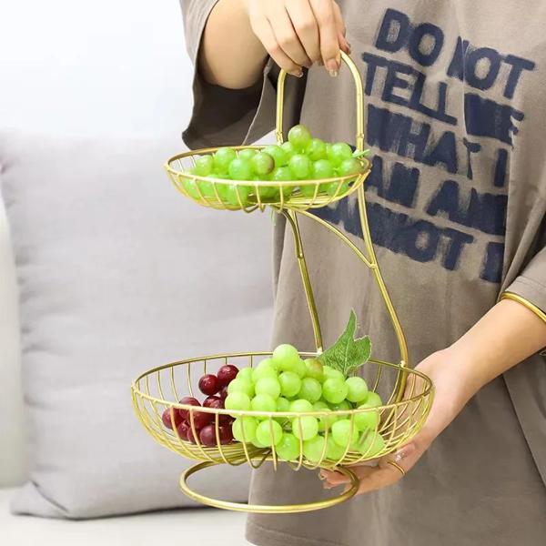 北欧の2層フルーツトレイ、モダンでクリエイティブな多層バスケット