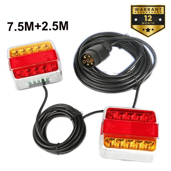 テールライトキット,ユニバーサルブレーキストップインジケーター,ナンバープレート反射板,防水,LEDトレーラー,12v,10m, 7ピン,2x