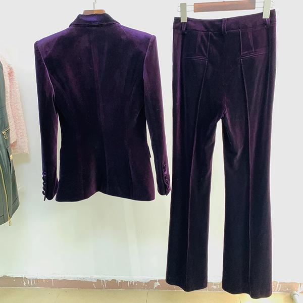 女性用ベルベットブレザーとフレアパンツスーツ,デザイナースーツセット,シングルボタン,高品質,新しい,秋,冬,2022_2