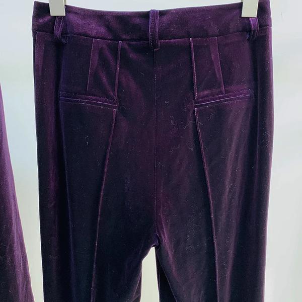 女性用ベルベットブレザーとフレアパンツスーツ,デザイナースーツセット,シングルボタン,高品質,新しい,秋,冬,2022_5