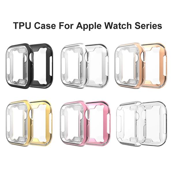Apple Watch用Tpu電気メッキソフトシェルカバー、スクリーンプロテクター、シリーズ9、8、7、6、5、4、3、se用アクセサリー