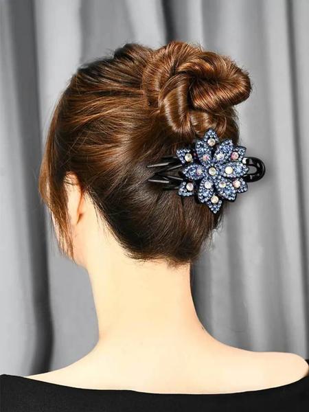 大きなヘアクリップ ママ ヘアアクセサリー シンプルなラインストーン ダイヤモンドプレート ダックビルクリップ ファッション