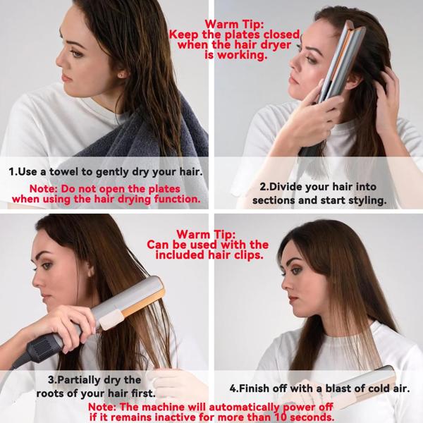 プロ仕様 2-in-1 ヘアストレートナー＆ドライヤー コンボ - ネガティブイオン加熱 フラットアイロン（ディスプレイ付き） 家庭やサロンに最適 プロ仕様 2-in-1 ヘアストレートナー＆ドライヤー コンボ - ネガティブ