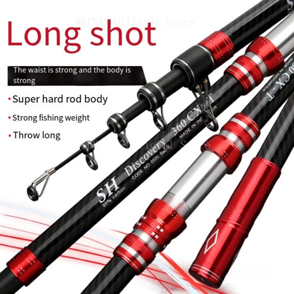 伸縮式スピニングフィッシングロッド,サーフキャスティングやスピニングに適したカーボンフィッシングロッド,300 m,2.7 m, 3.0 m, 3.6 m, 4.2 m, 4.5m