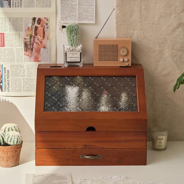 化粧品とローション用の赤い収納ボックス,小さな木製のデスクトップ,雑貨,レトロなハンドアカウント,新しいログ